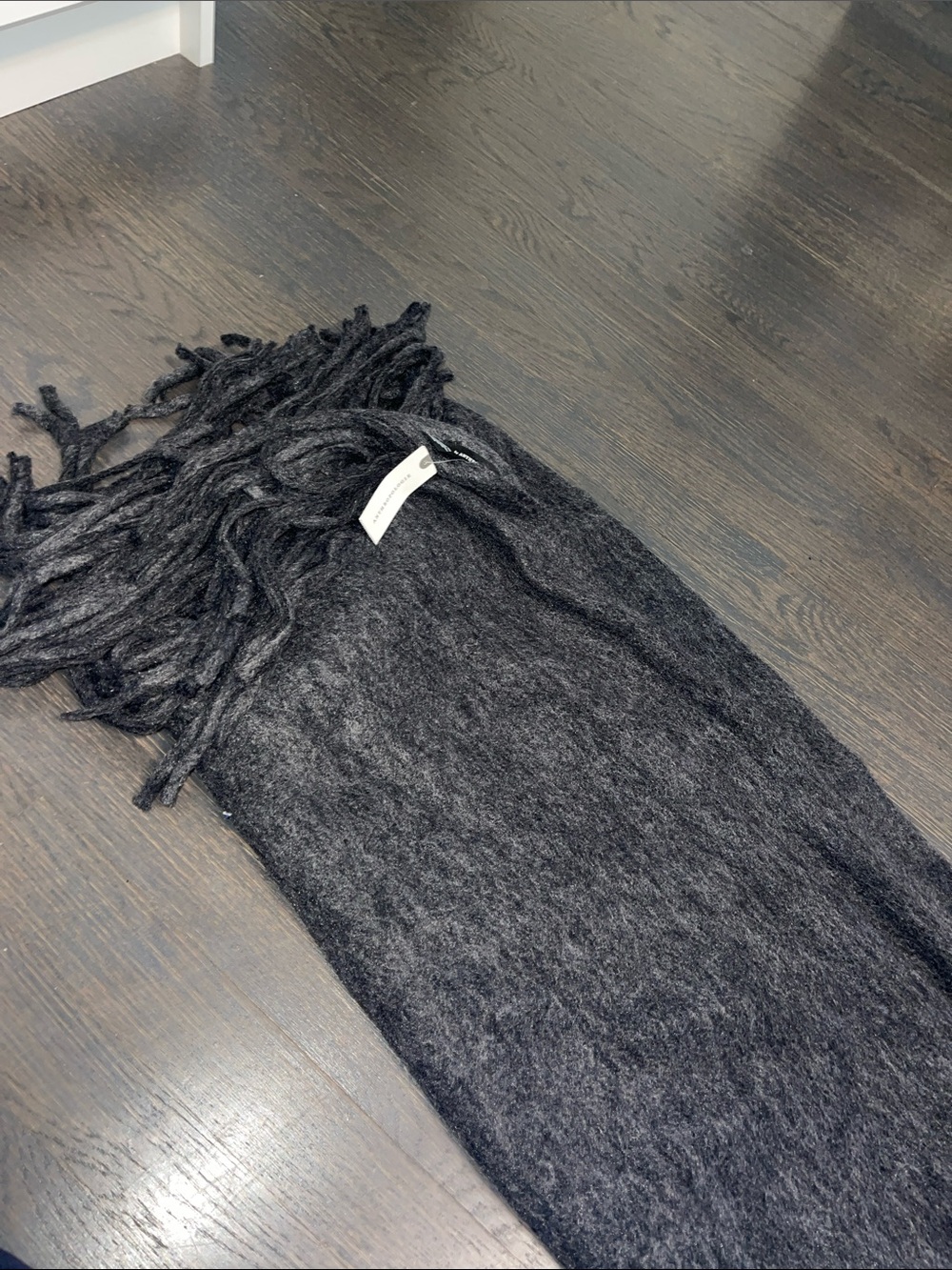 NWT Anthropologie Charcoal Gray Fringe Scarf